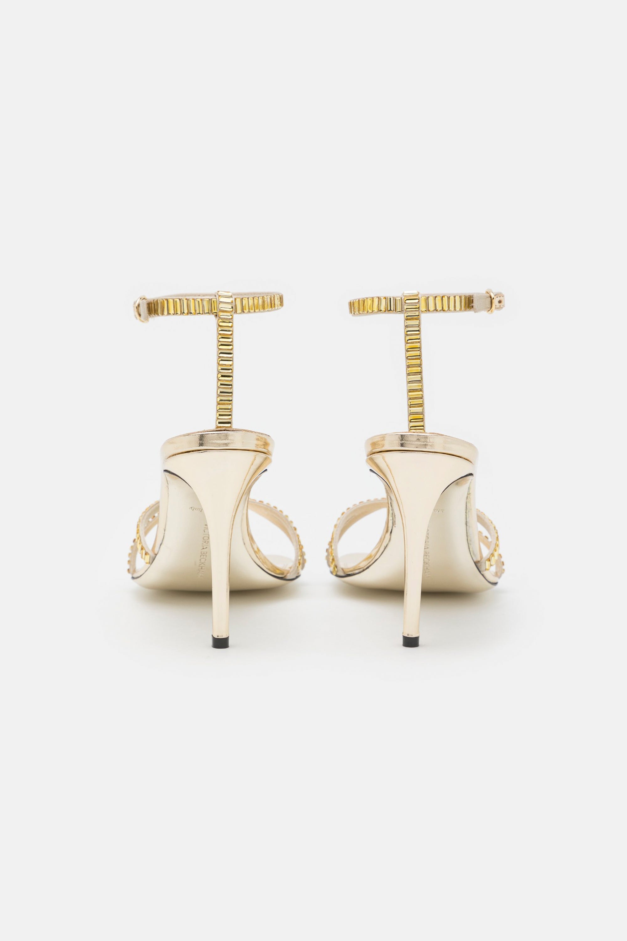Victoria Beckham RHINESTONE SANDALS - LIGHT GOLD