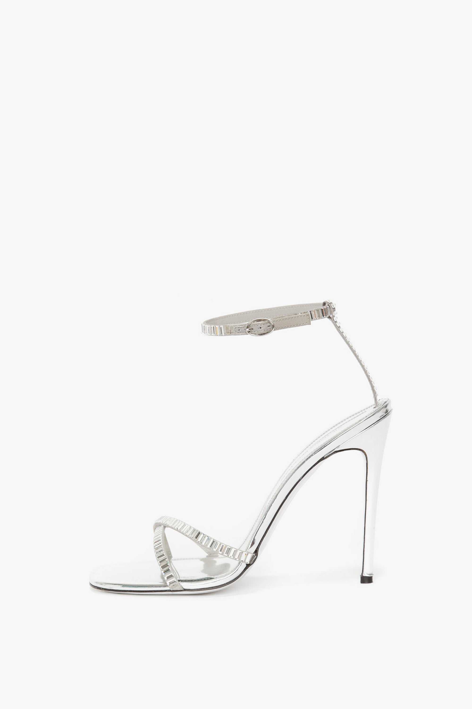 Victoria Beckham Rhinestone Sandals 90 - Silver