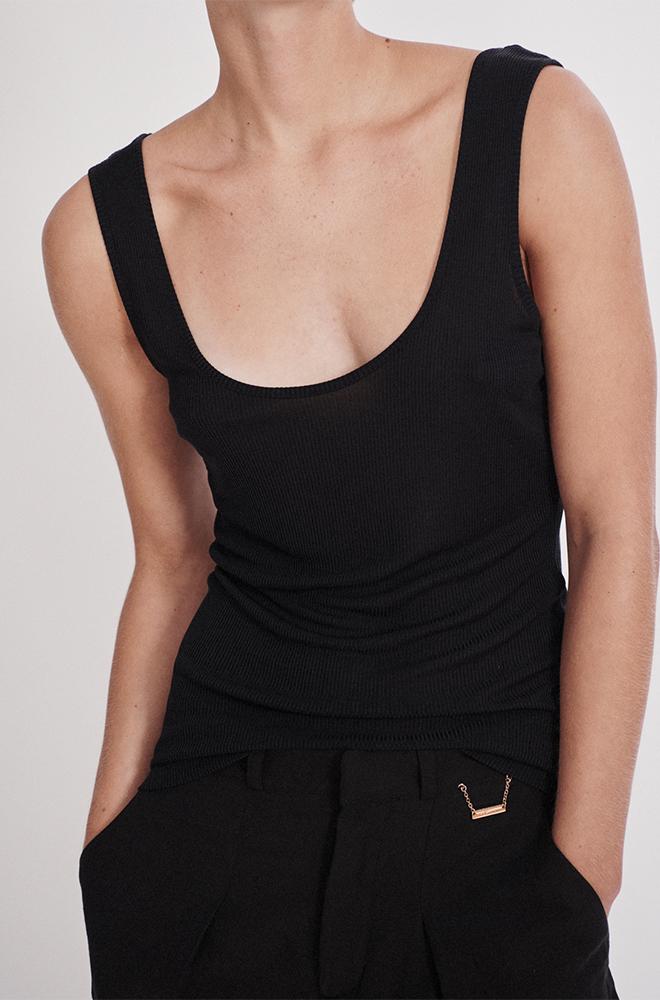 Silk Laundry RIBBED TANK - BLACK