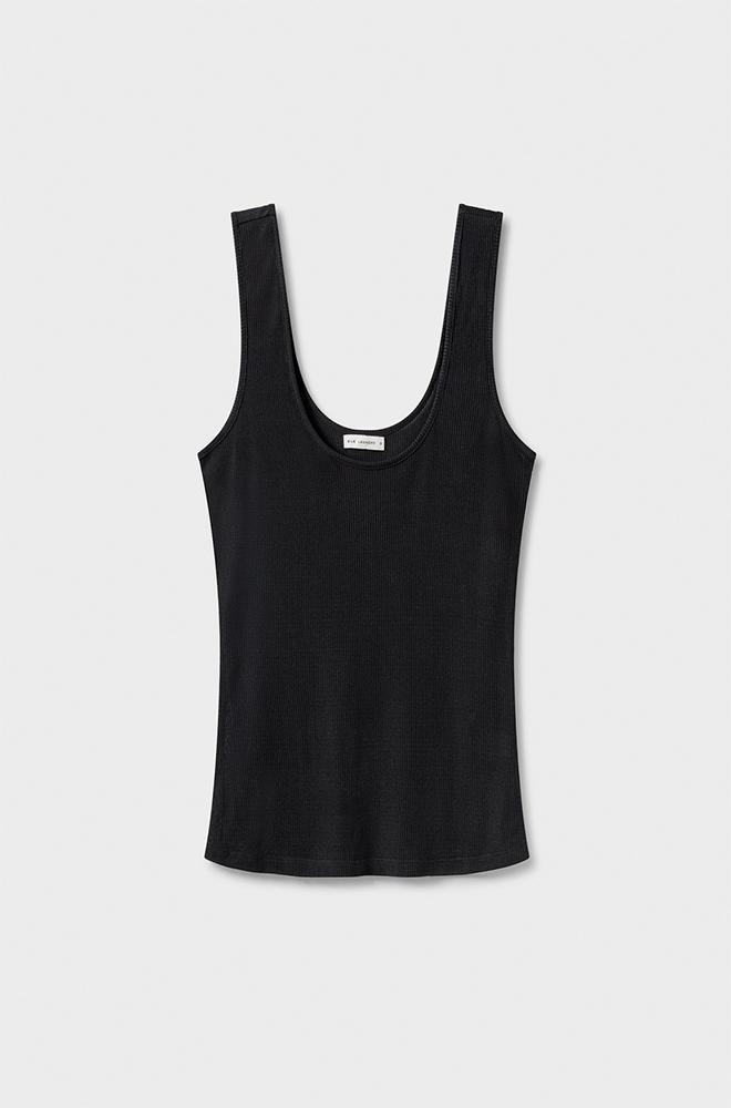 Silk Laundry RIBBED TANK - BLACK