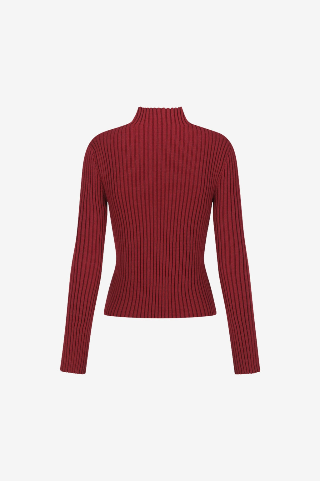 AMOMENTO Ribbed High Neck Zip Up