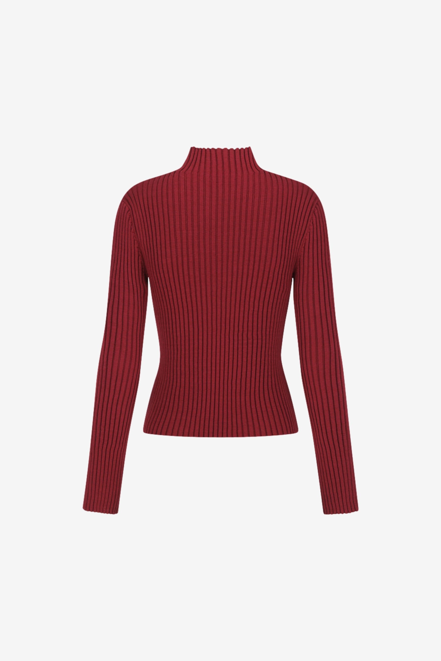 AMOMENTO Ribbed High Neck Zip Up