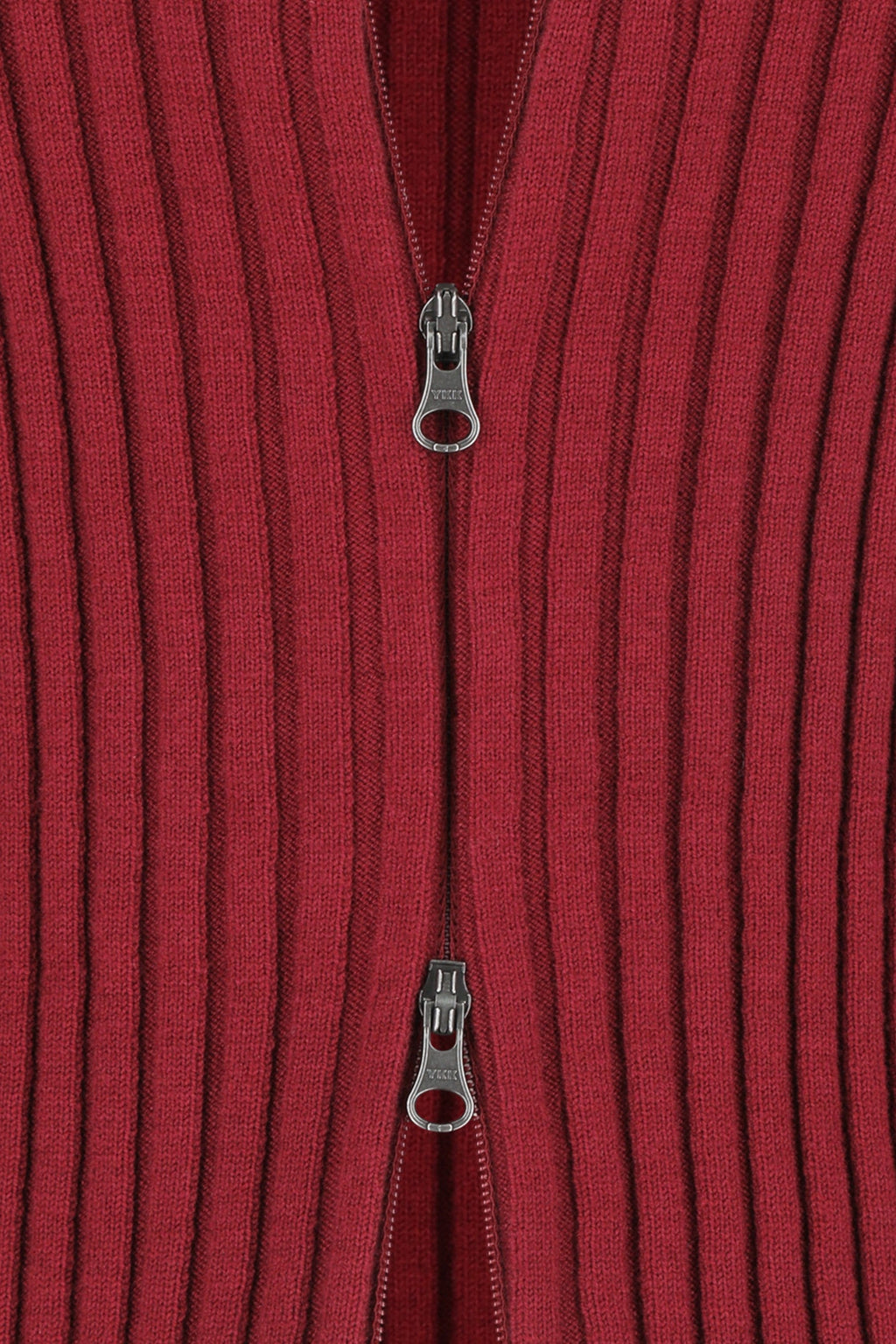 AMOMENTO Ribbed High Neck Zip Up