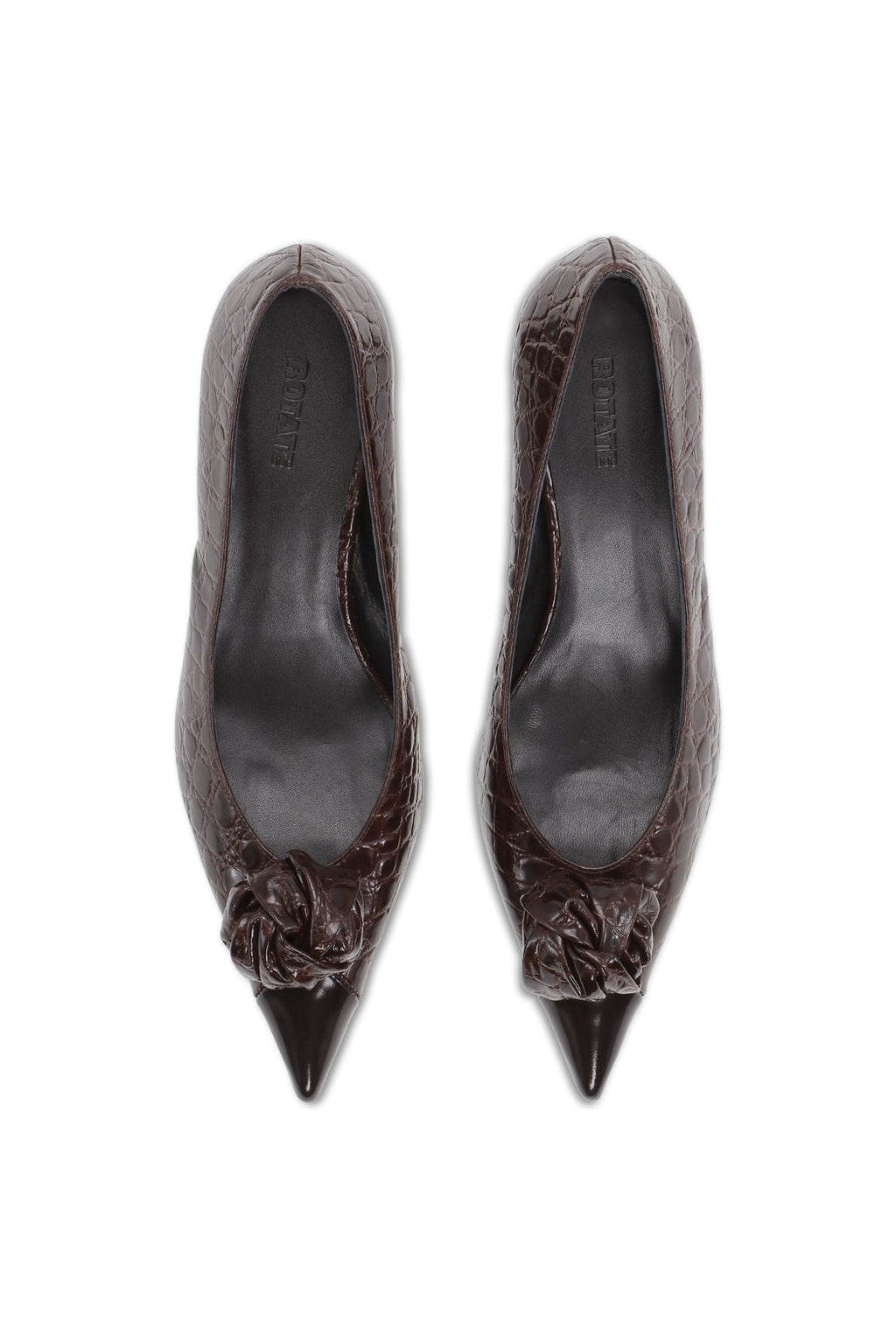 ROTATE Birger Christensen Mid Heel Leather Pump - Fondue Fudge