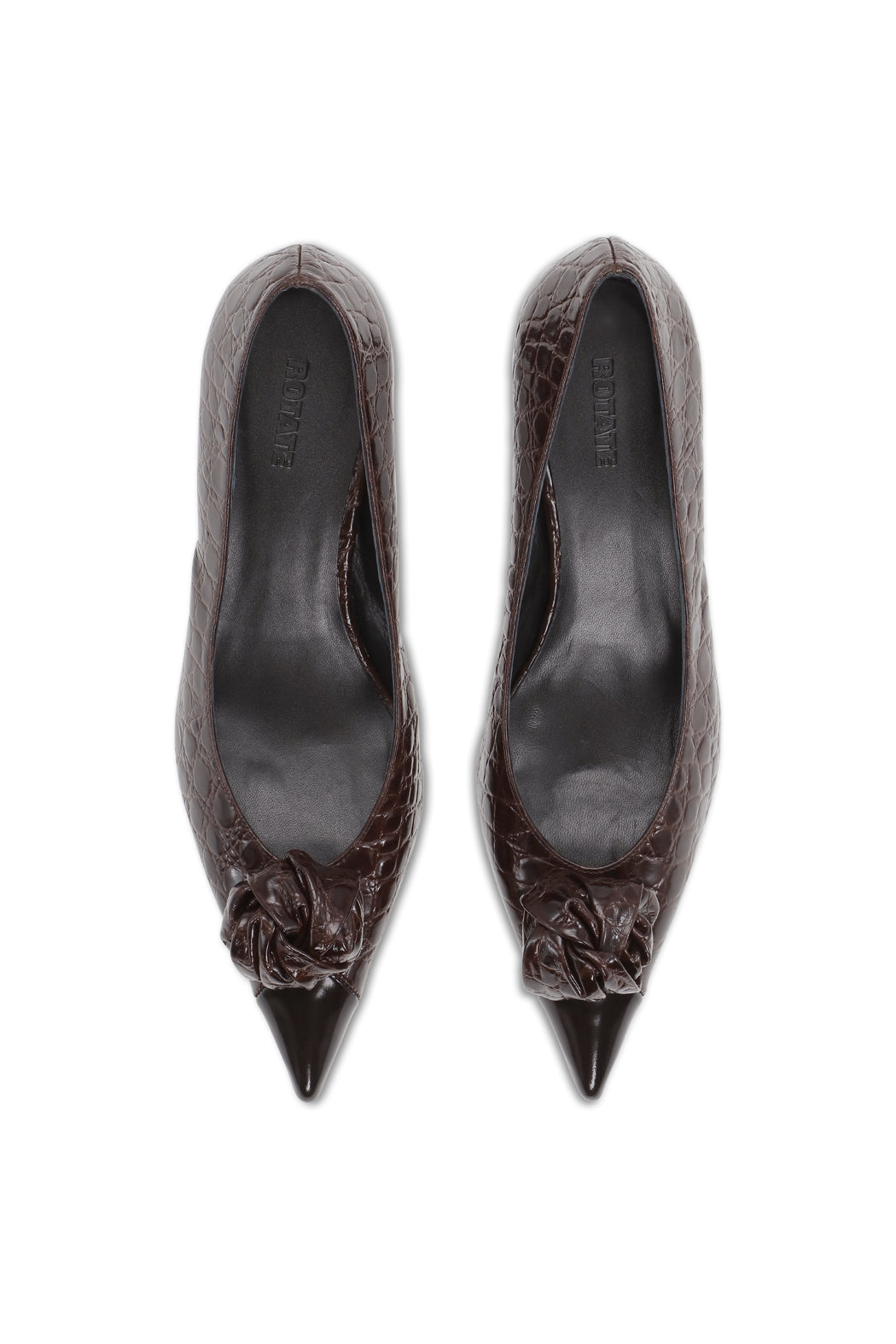 ROTATE Birger Christensen Mid Heel Leather Pump - Fondue Fudge