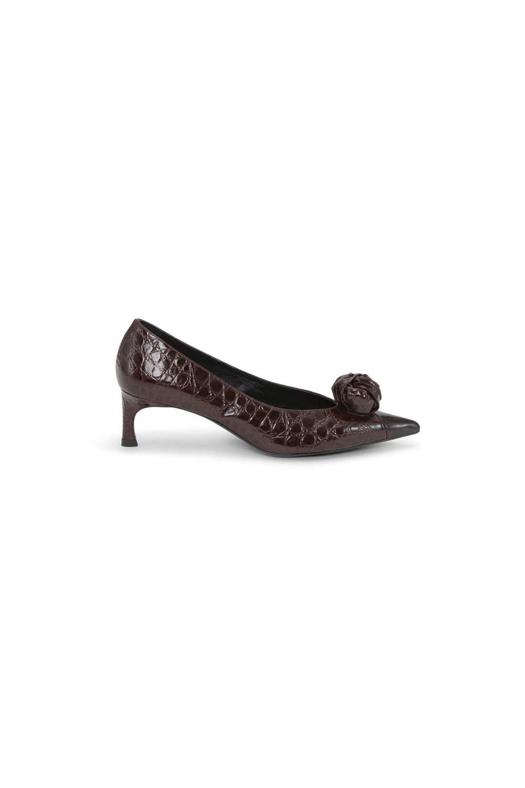ROTATE Birger Christensen Mid Heel Leather Pump - Fondue Fudge