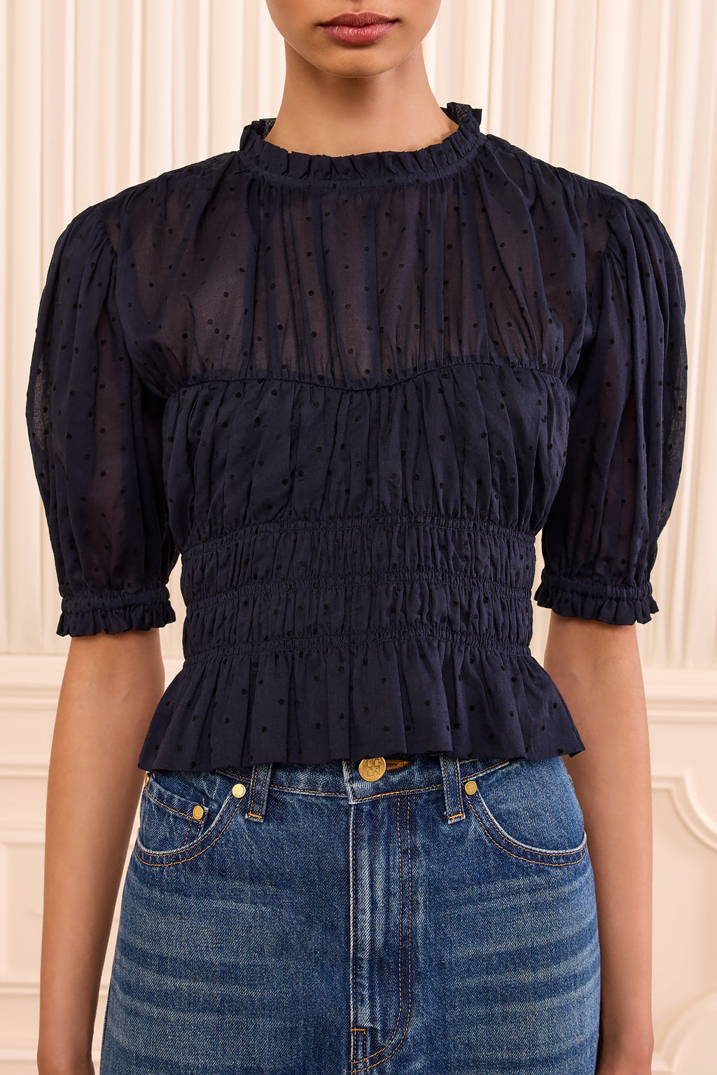 Ulla Johnson Rae Short Sleeve Cotton Top - Nightfall