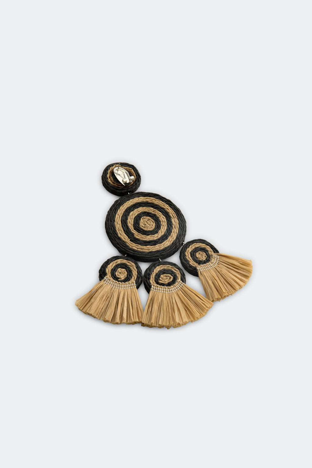 Simon Miller Raffia Fringe Deco Earring - Black/Natural