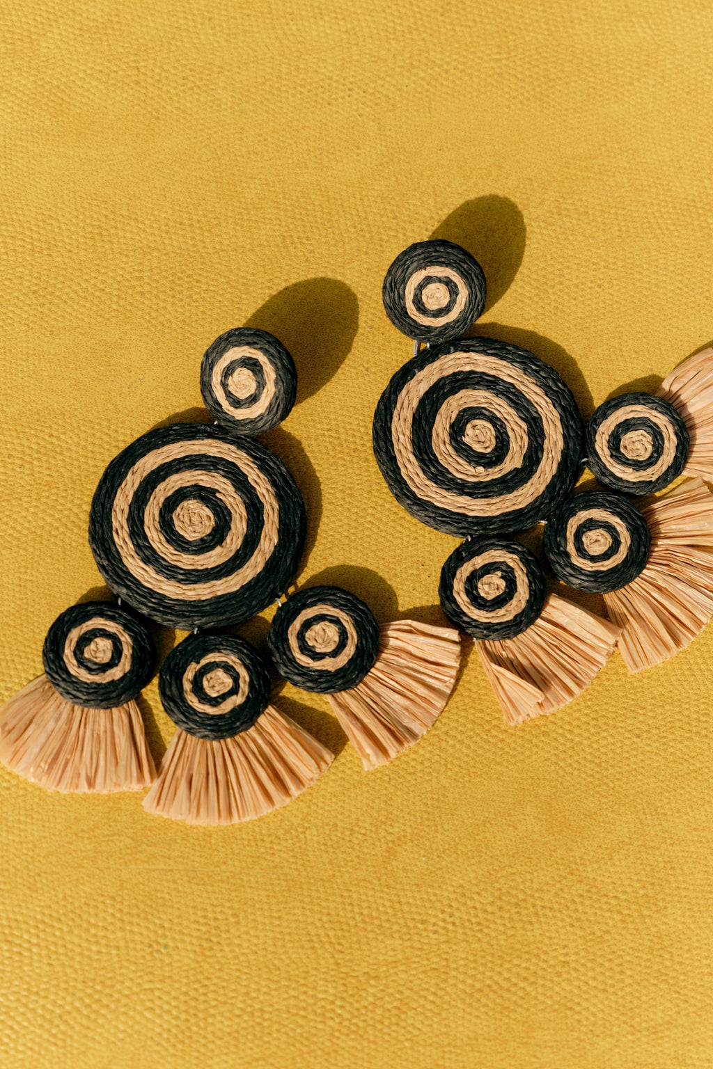 Simon Miller Raffia Fringe Deco Earring - Black/Natural