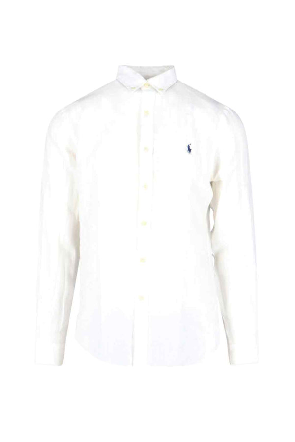 Ralph Lauren Linen Logo Shirt - Shirt - Ceramic White