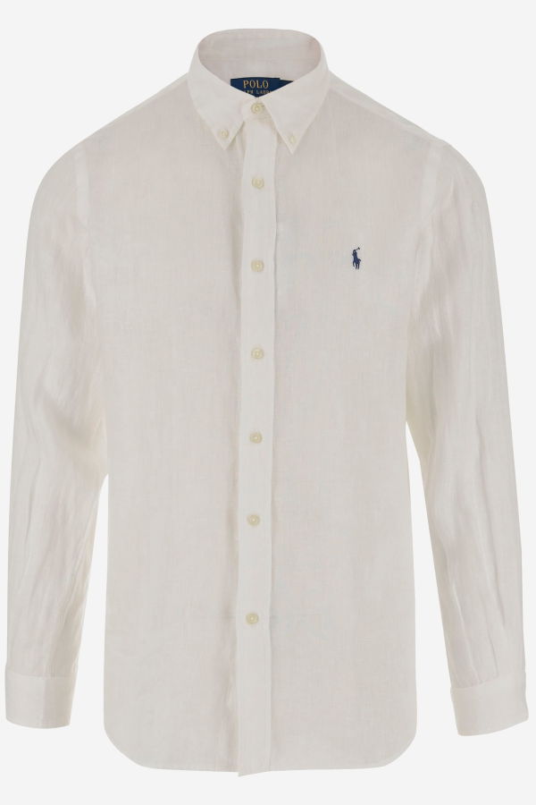 Ralph Lauren Linen Shirt With Logo Shirt - Ceramic White