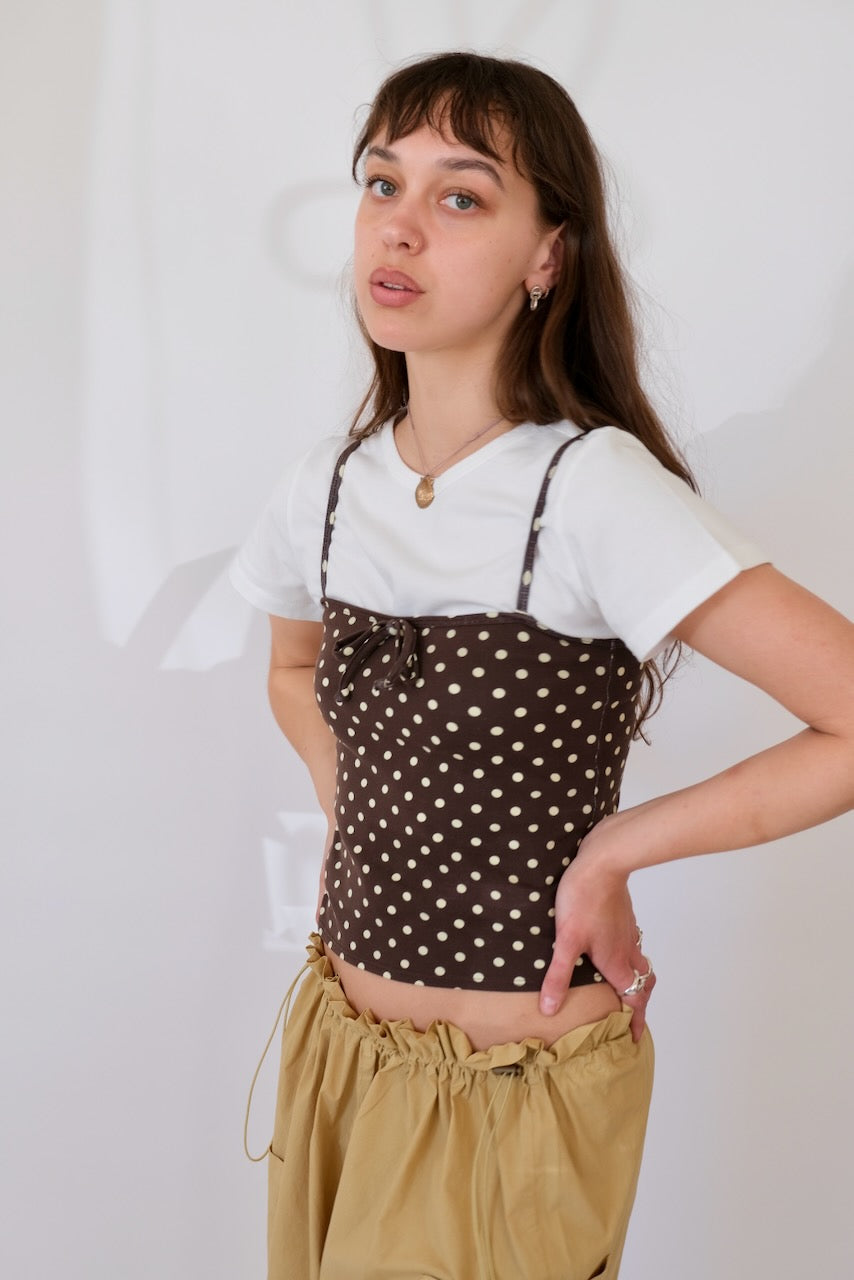 Rat Boi Tie Cami in Espresso Dot