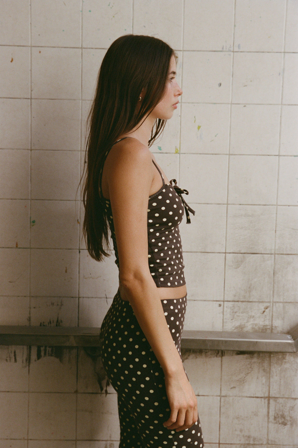 Rat Boi Tie Cami in Espresso Dot