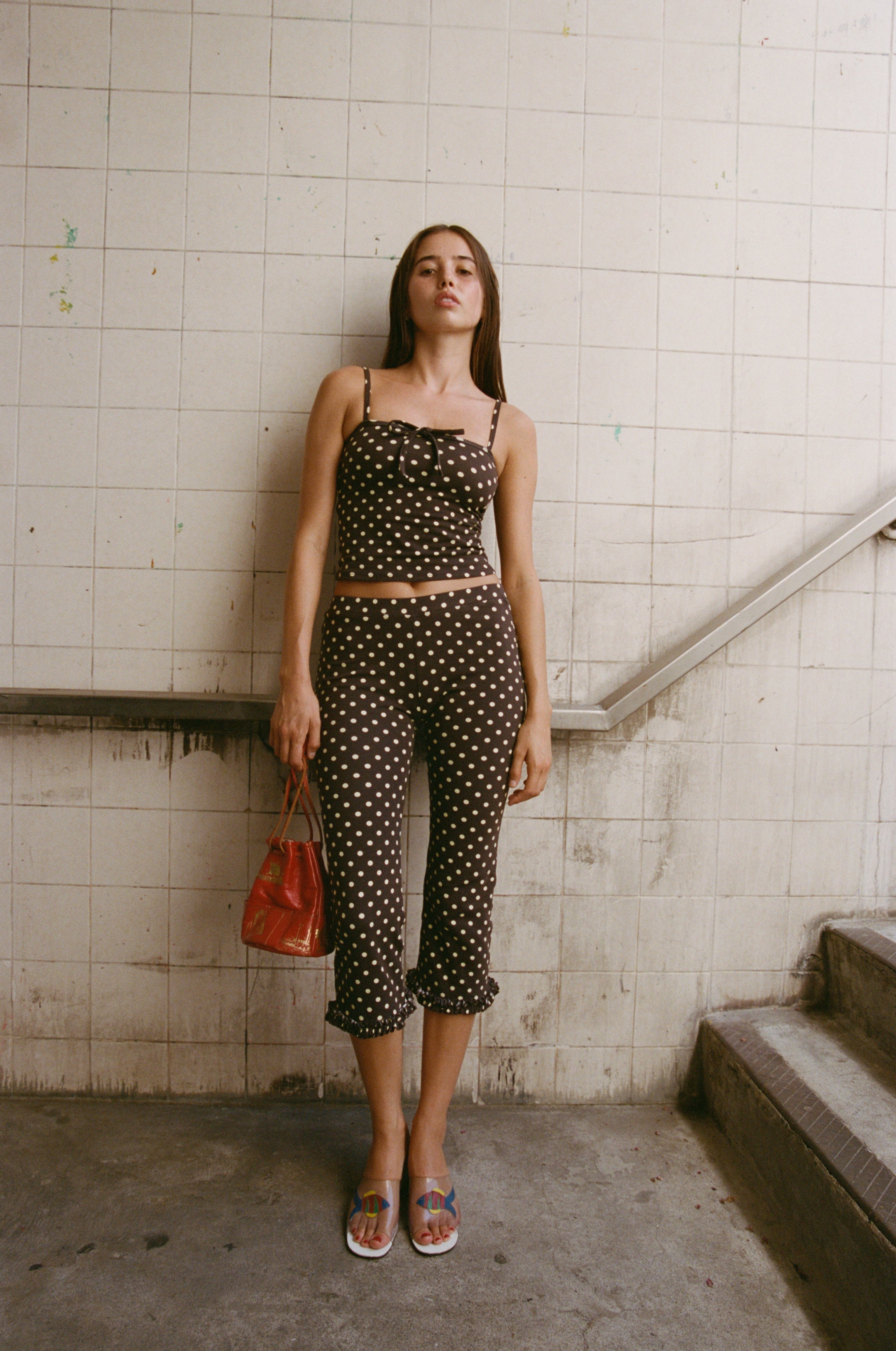 Rat Boi Tie Cami in Espresso Dot