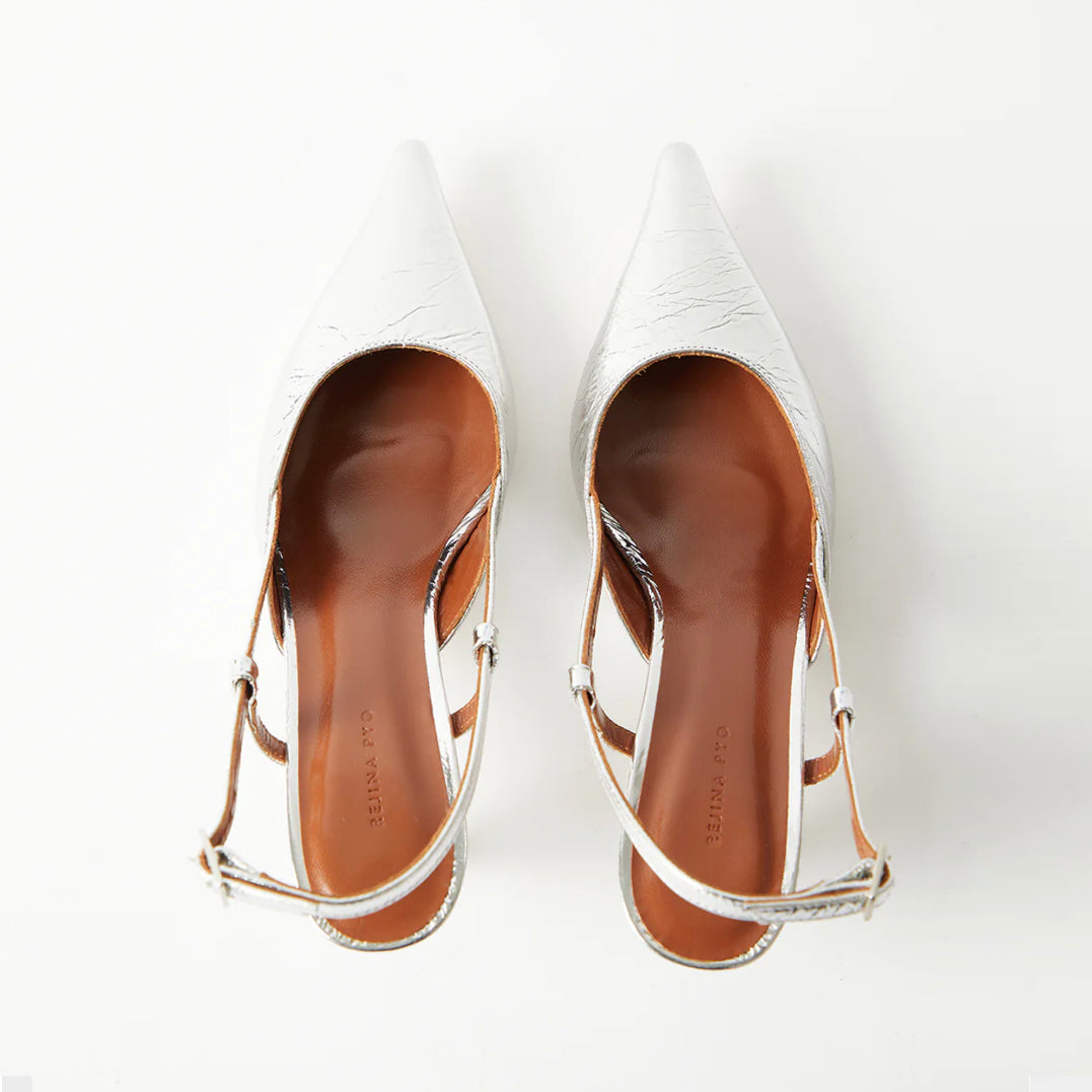 Rejina Pyo Lou Kitten Heels - Leather Silver