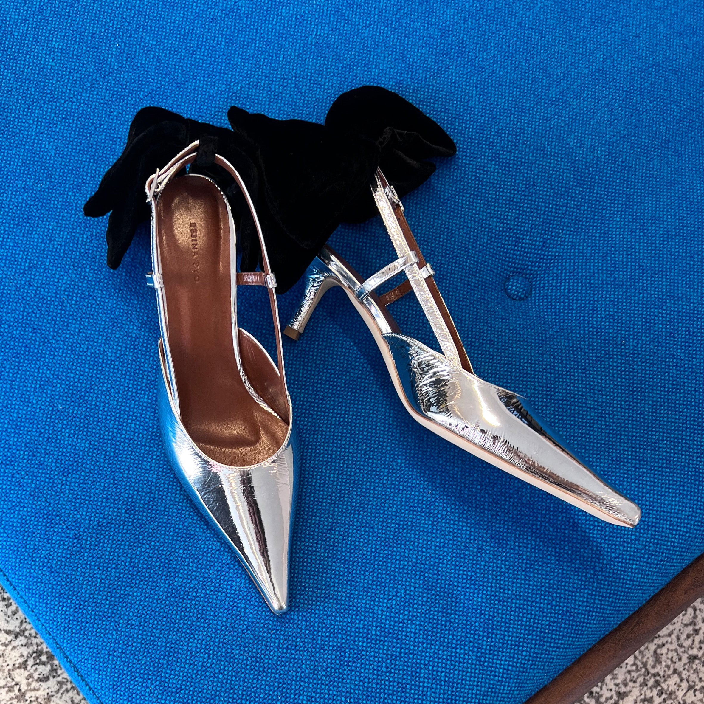 Rejina Pyo Lou Kitten Heels - Leather Silver