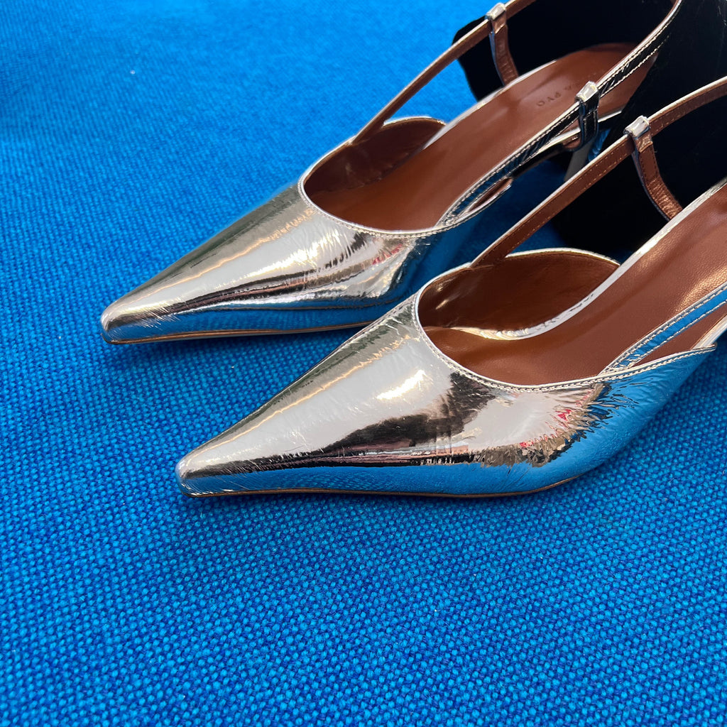 Rejina Pyo Lou Kitten Heels - Leather Silver