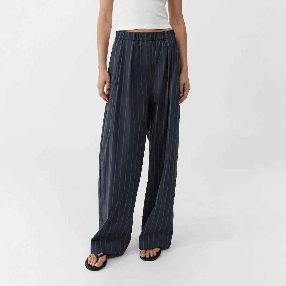 St. Agni Relaxed Pleat Pants - Ink Stripe