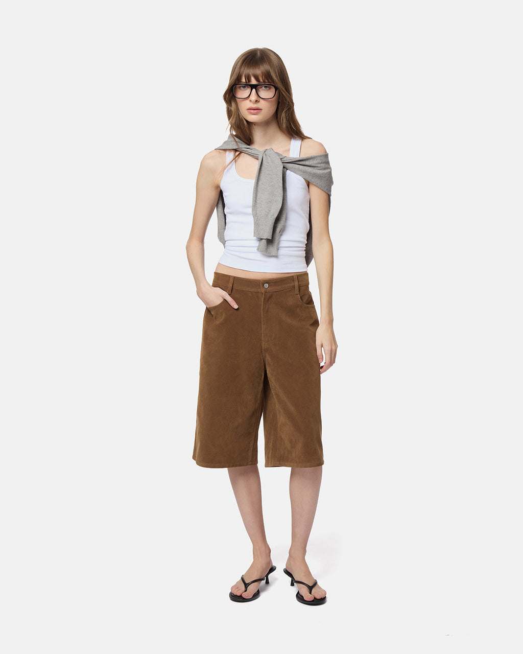 APPARIS Ren Sans Suede Bermuda Shorts - Saddle Brown
