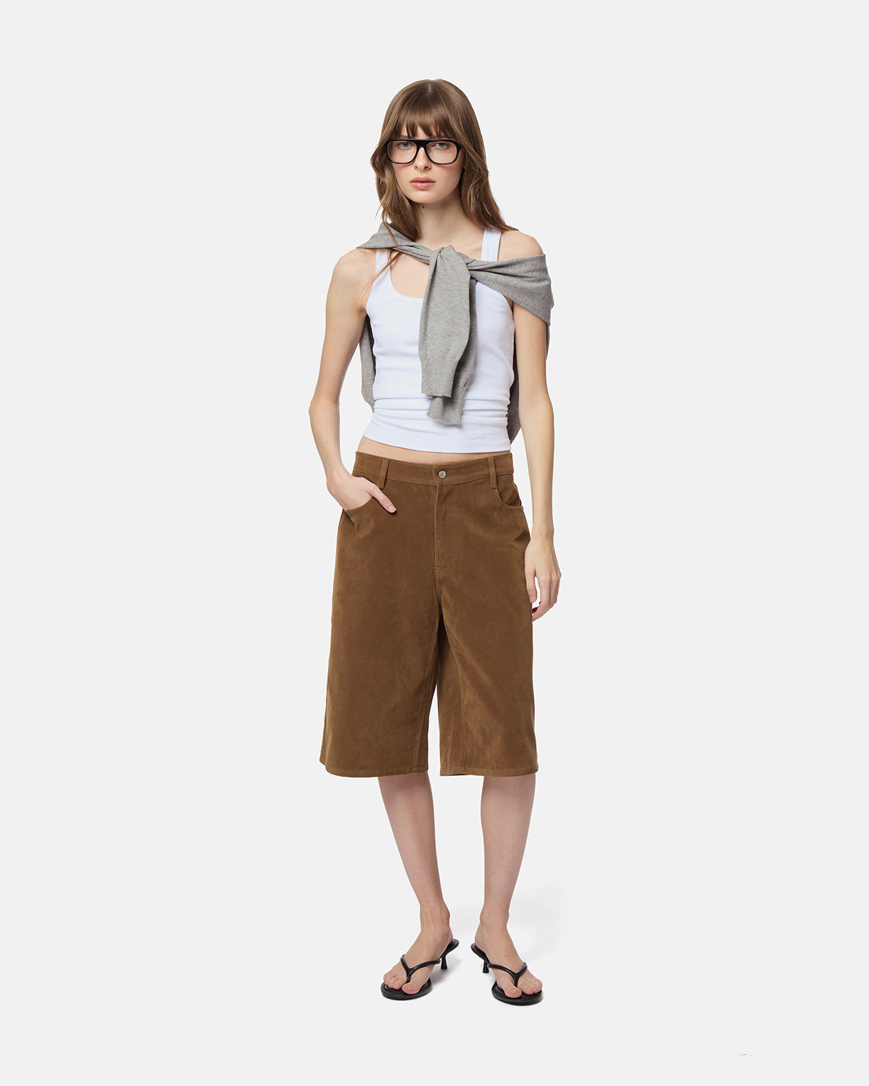 APPARIS Ren Sans Suede Bermuda Shorts - Saddle Brown