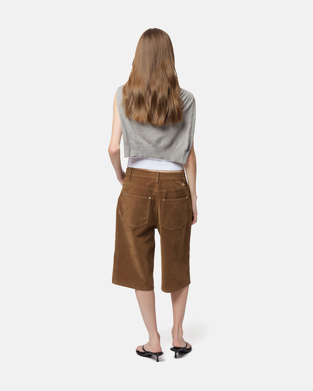 APPARIS Ren Sans Suede Bermuda Shorts - Saddle Brown