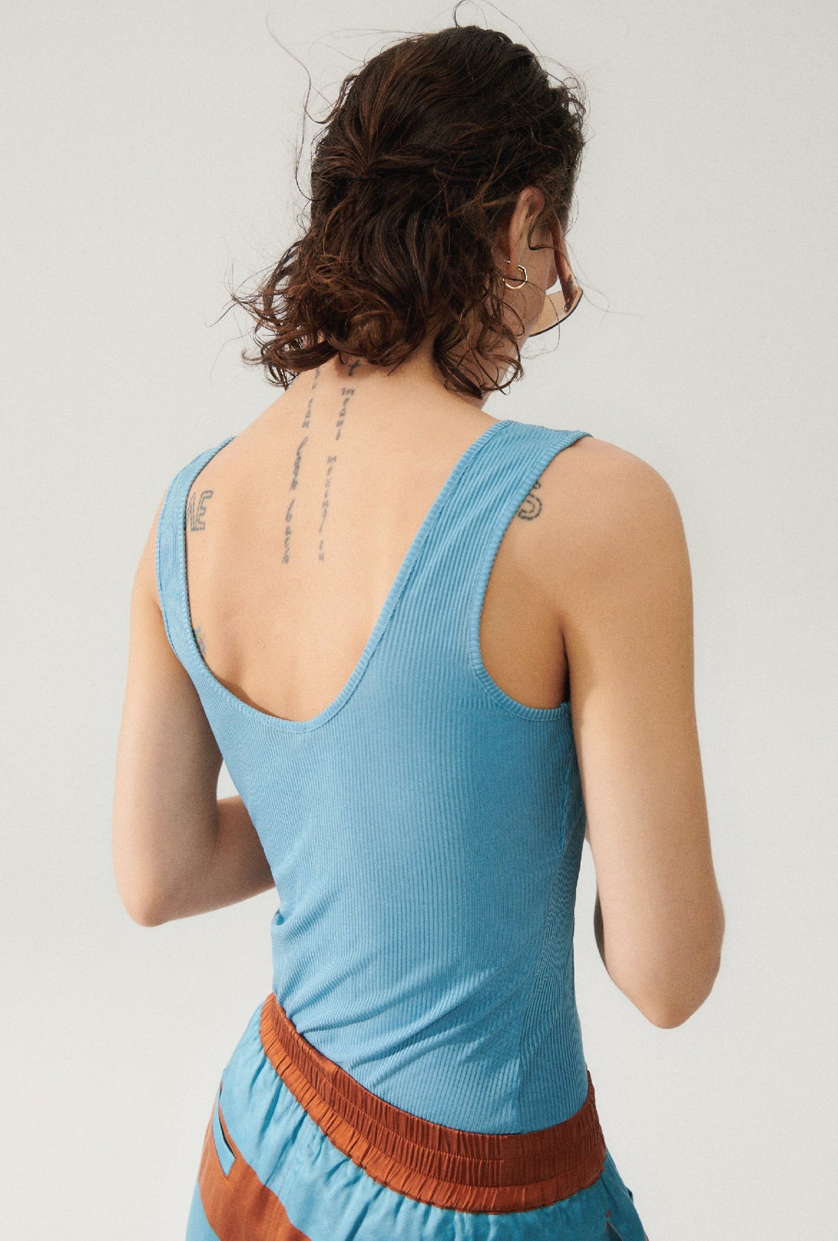 Silk Laundry Ribbed Tank - Lake