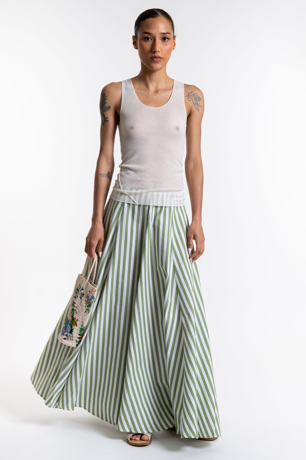 Rita Row Vitalis Skirt - Green Stripes