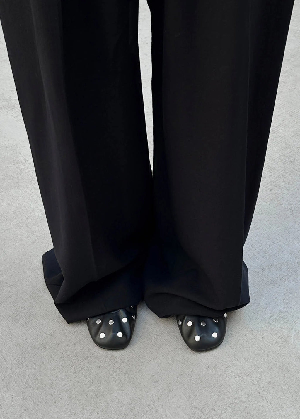 Alohas Rosalind All Studs Ballet Flats - Black Leather