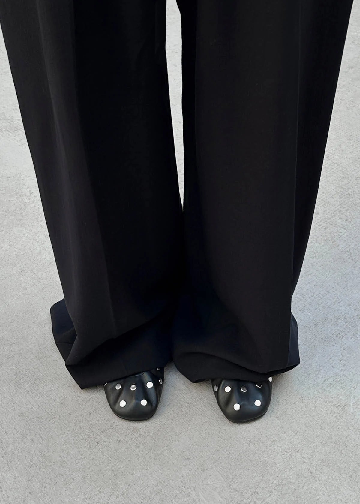 Alohas Rosalind All Studs Ballet Flats - Black Leather