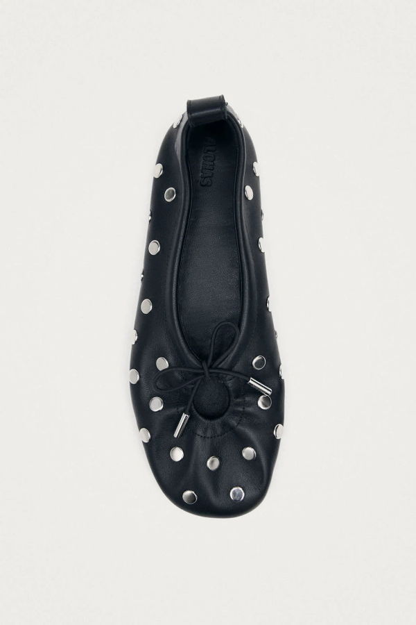 Alohas Rosalind All Studs Ballet Flats - Black Leather