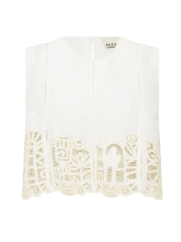 ALEMAIS Rosemary Embroidered Top - Cream