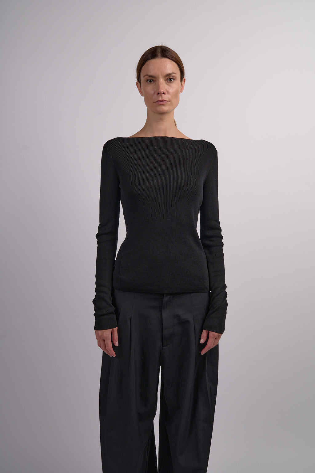 St. Agni Rouleau Tie Reversible Knit Top - Black