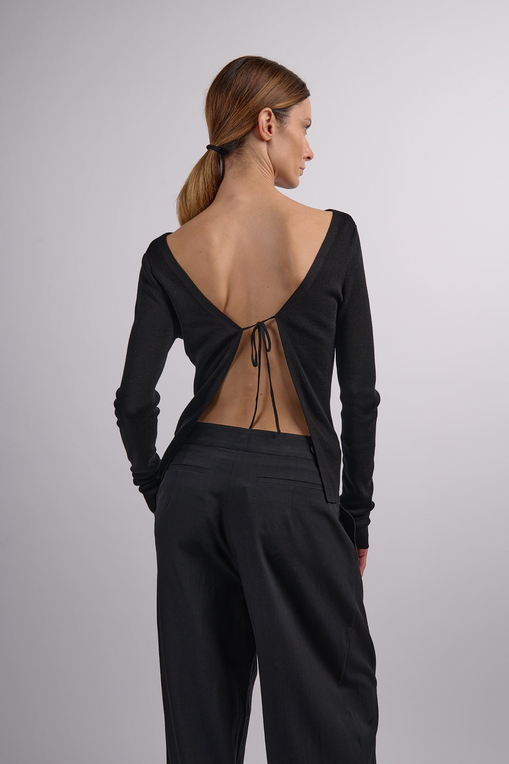 St. Agni Rouleau Tie Reversible Knit Top - Black