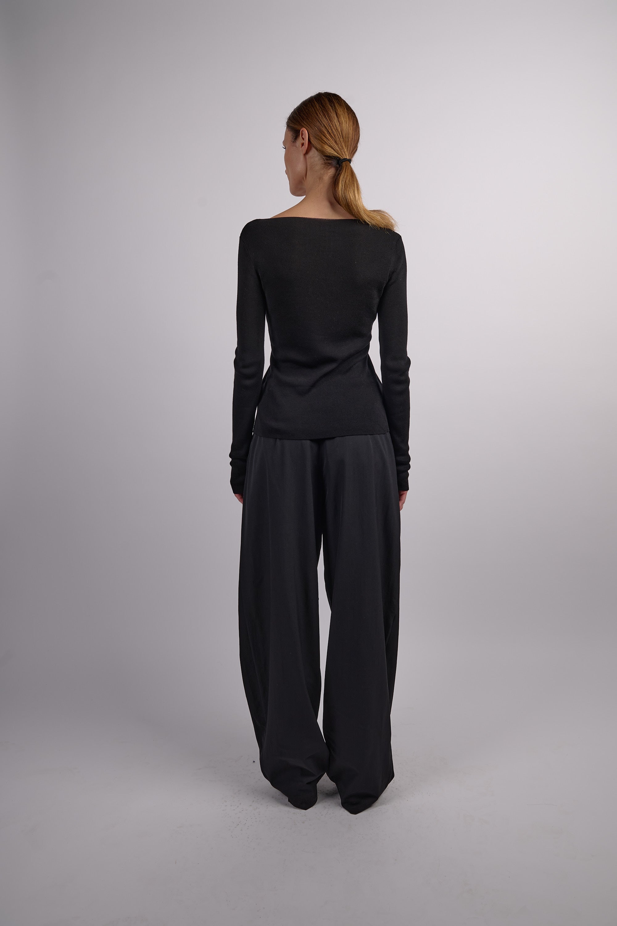 St. Agni Rouleau Tie Reversible Knit Top - Black