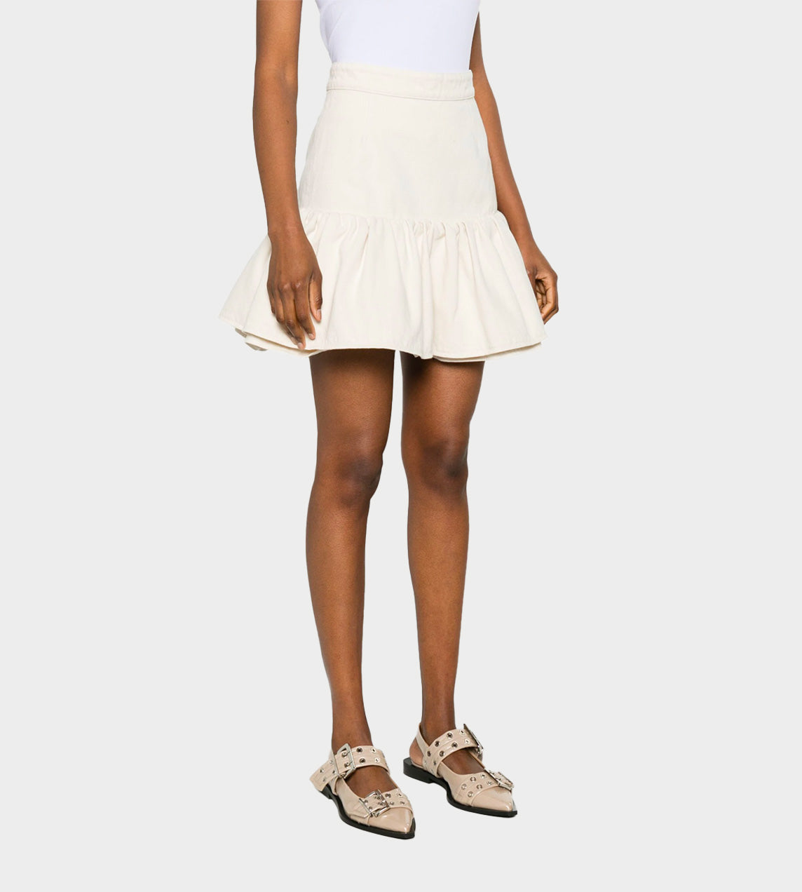 Patou Ruffle Mini Skirt - Natural