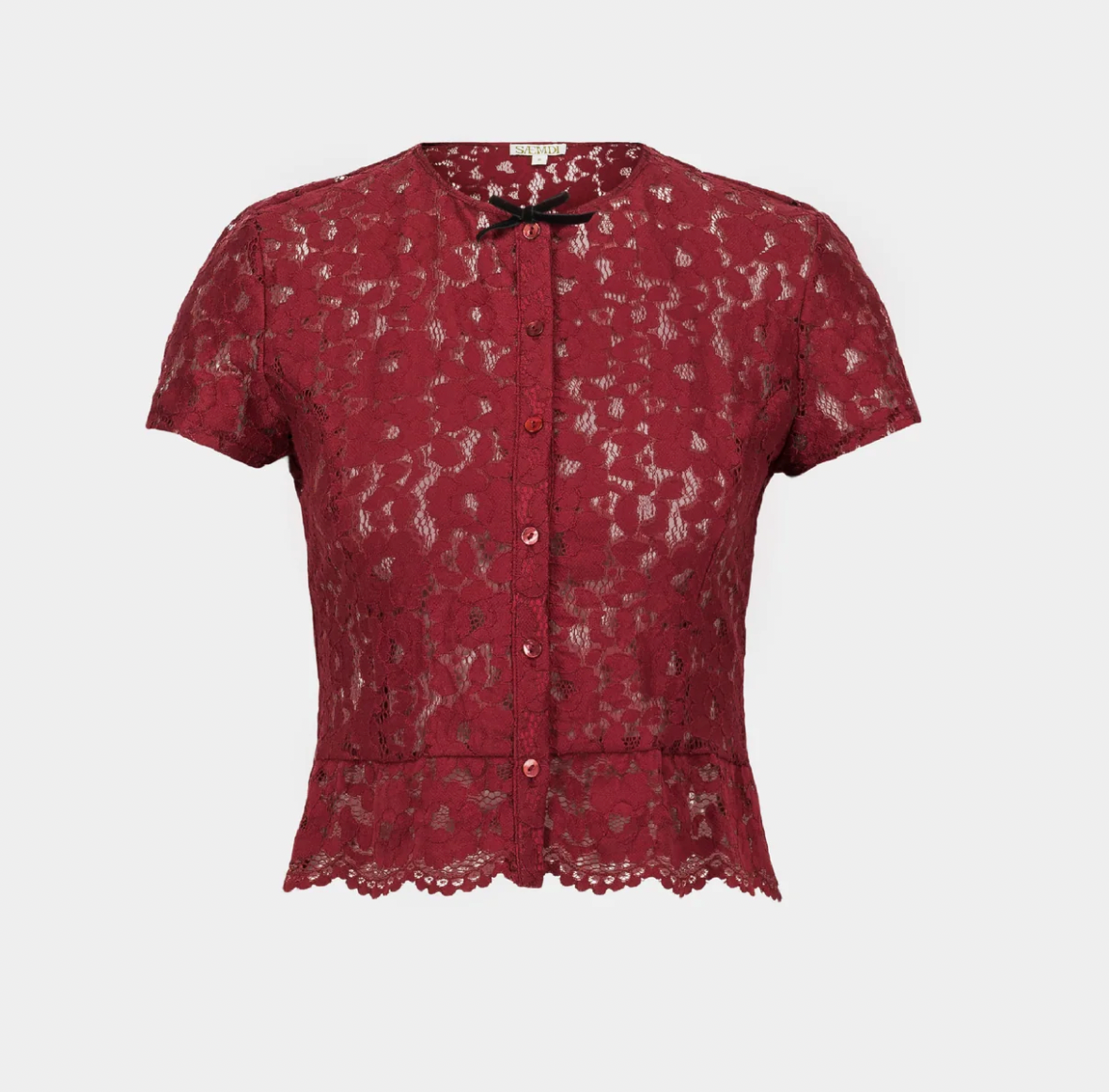 SAEMDI Burgundy Lace Top