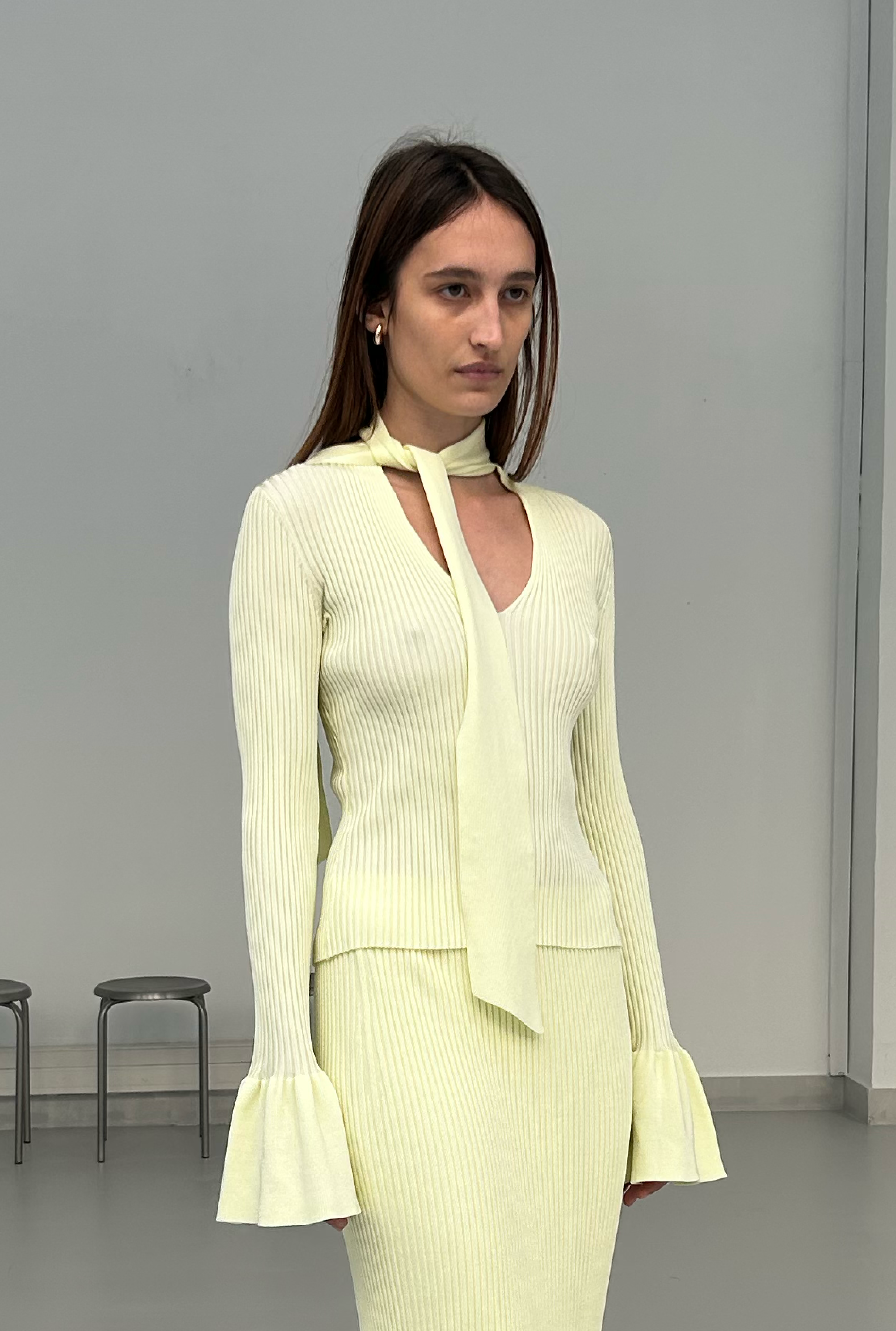 SAEMDI Sunny Scarf Top - Pale Yellow