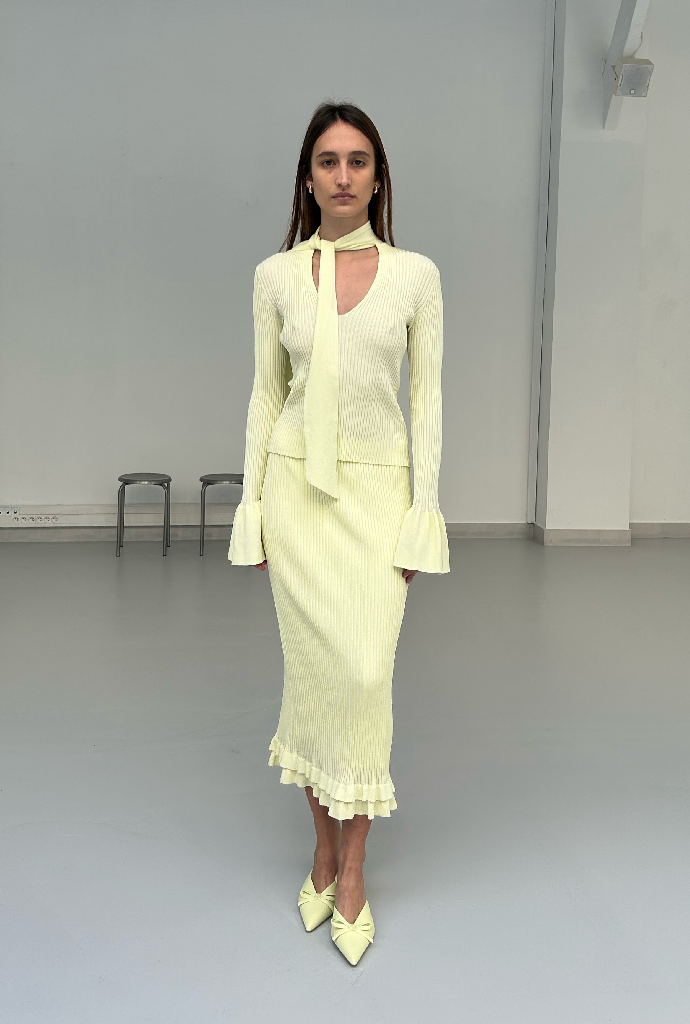 SAEMDI Sunny Scarf Top - Pale Yellow