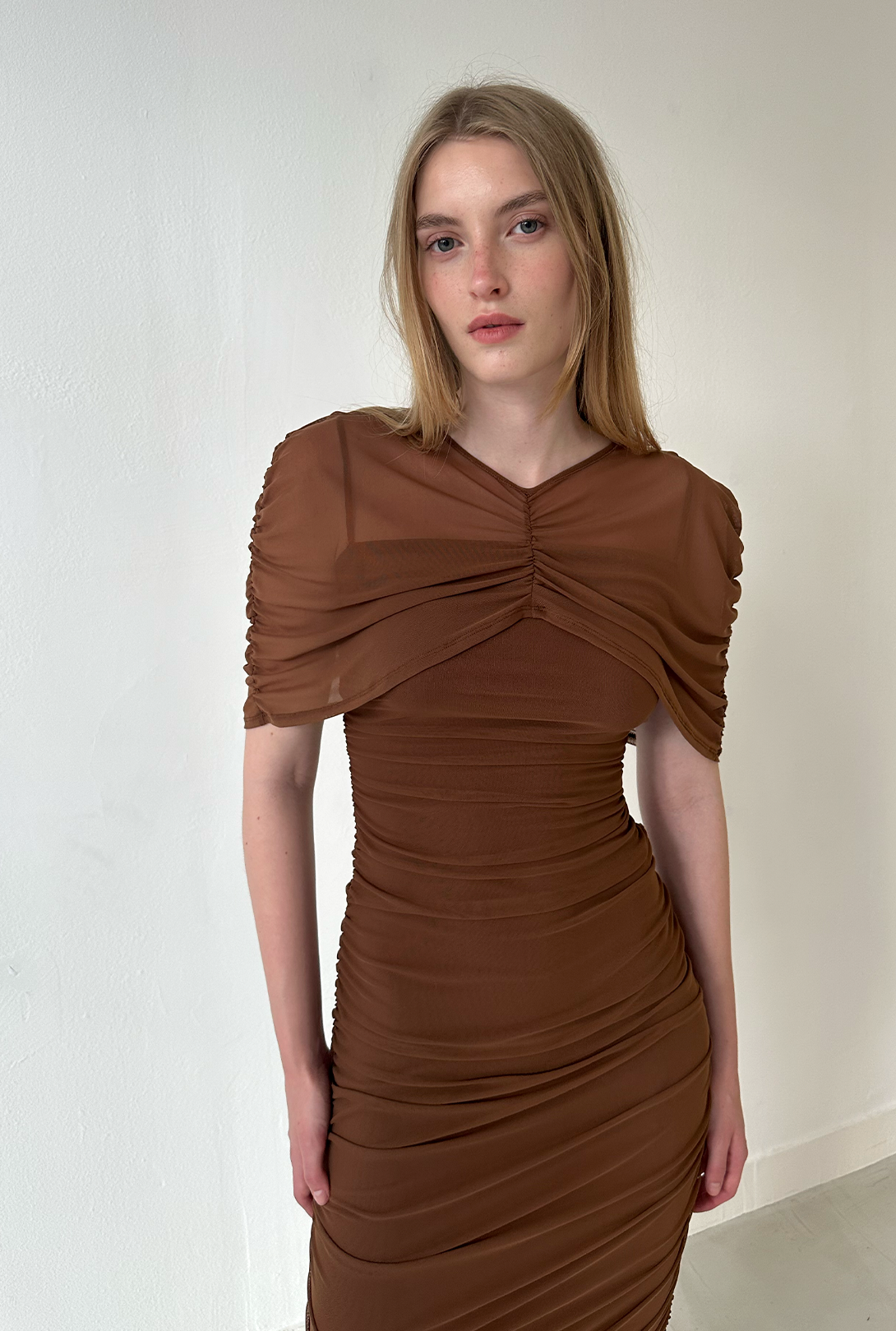 SAEMDI Draped Cape Dress