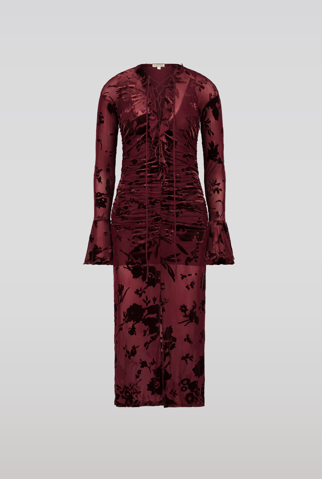 SAEMDI Flocked Mesh Dress