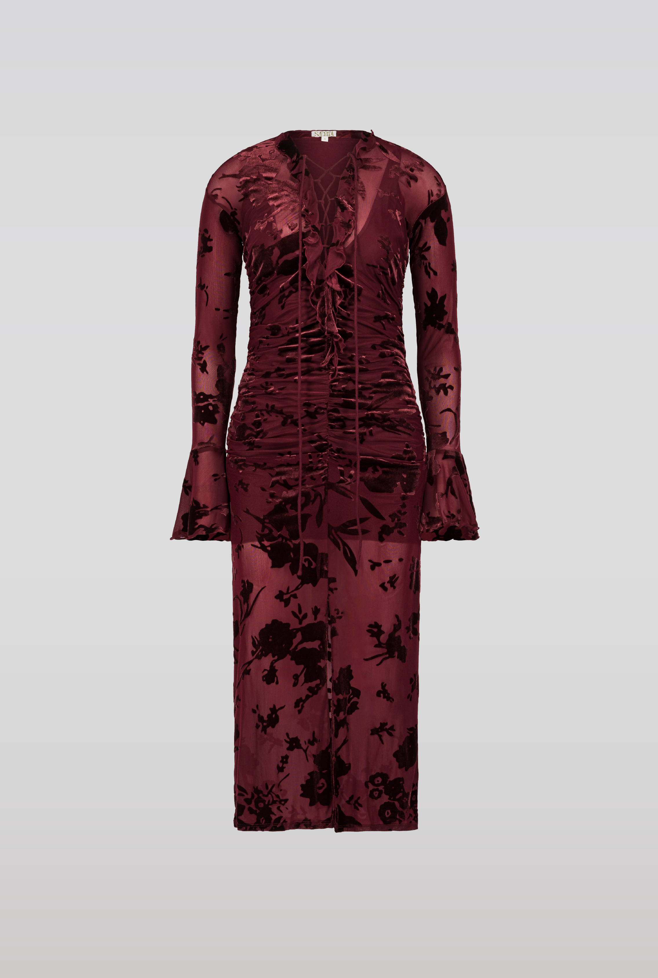SAEMDI Flocked Mesh Dress