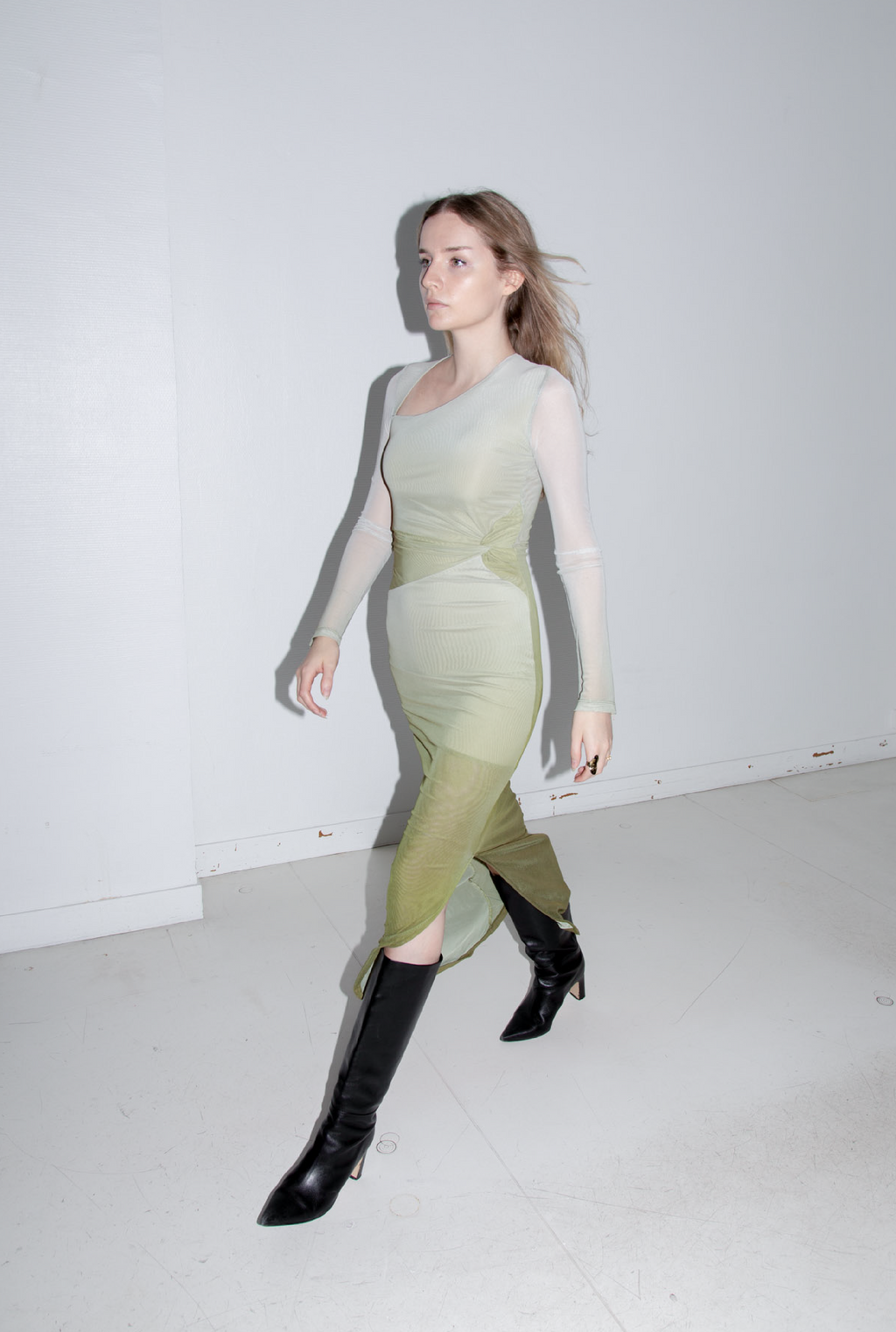 SAEMDI Gradient Mesh Dress