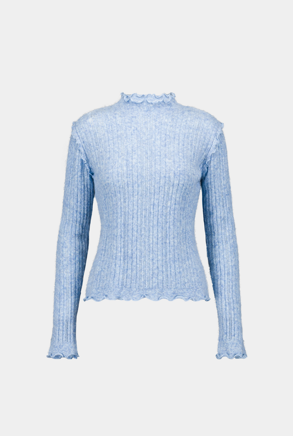 SAEMDI Ice Blue Frill Knit Top