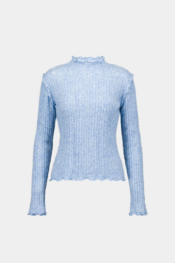 SAEMDI Ice Blue Frill Knit Top