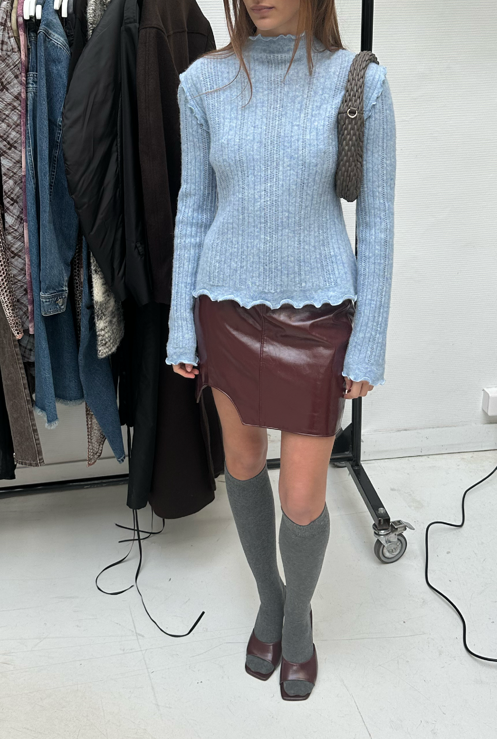SAEMDI Ice Blue Frill Knit Top