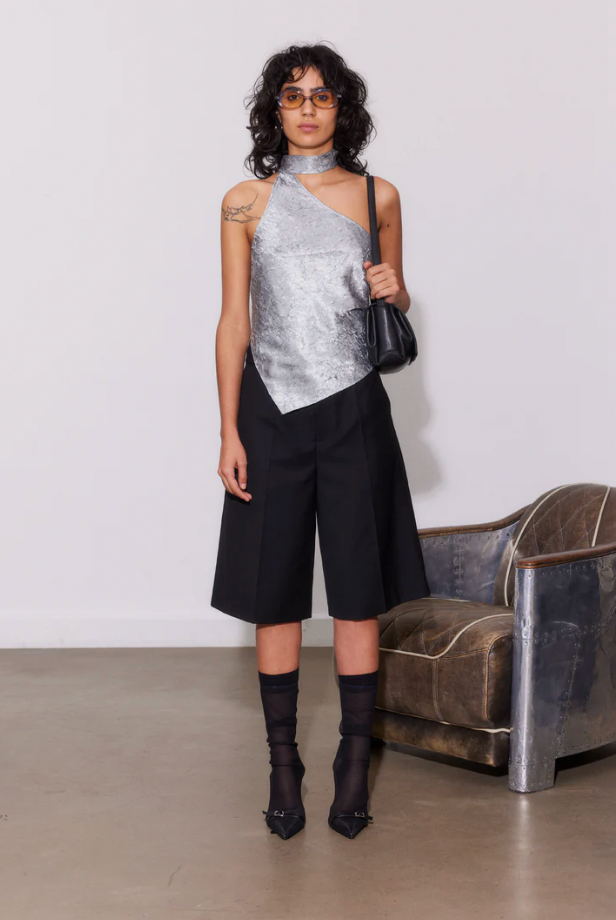 SAEMDI One Shoulder Scarf Top