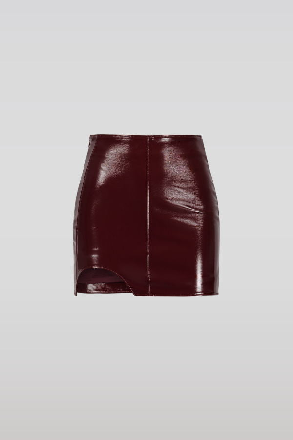 SAEMDI Patent Mini Skirt