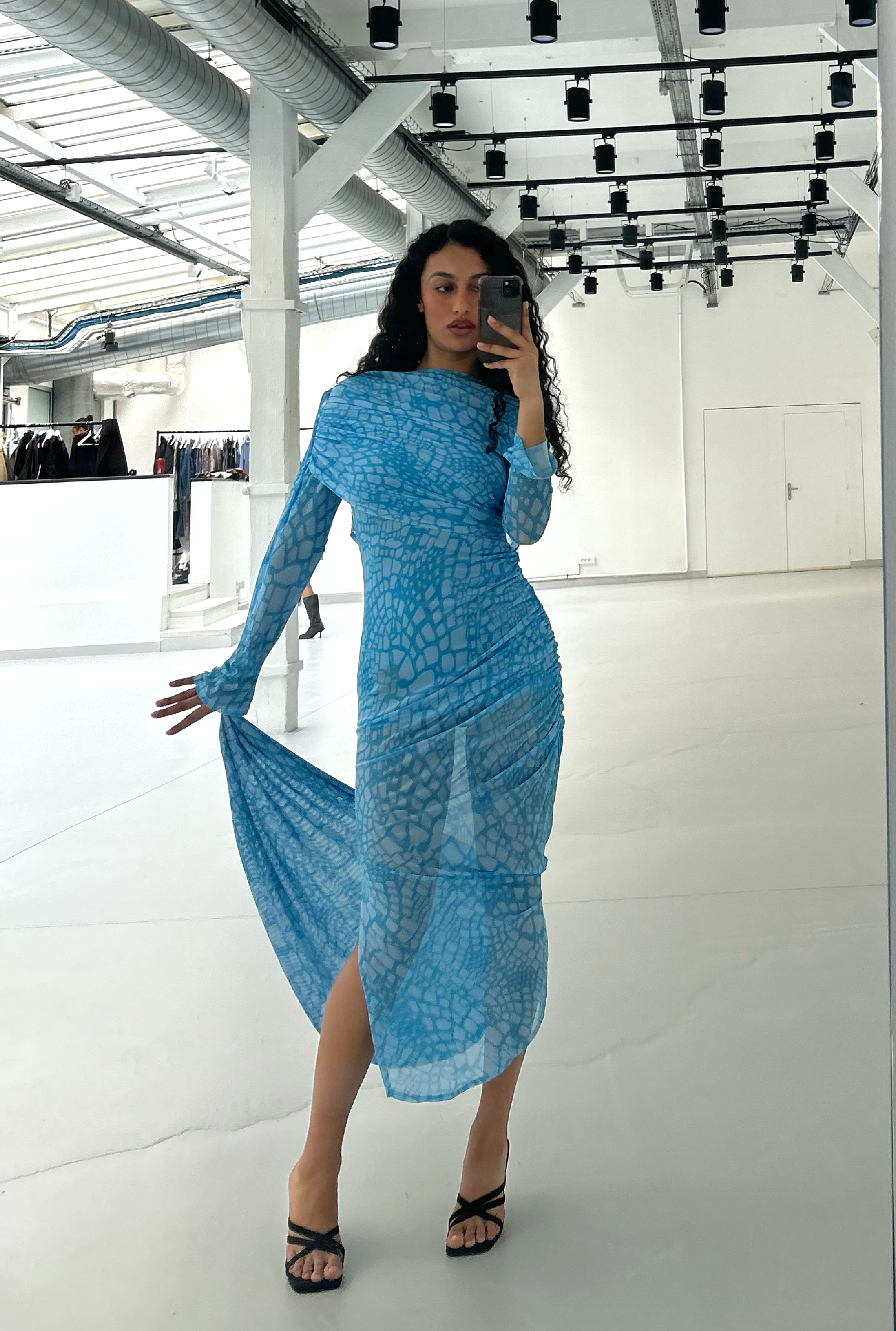 SAEMDI Reptile Printed Cape Dress