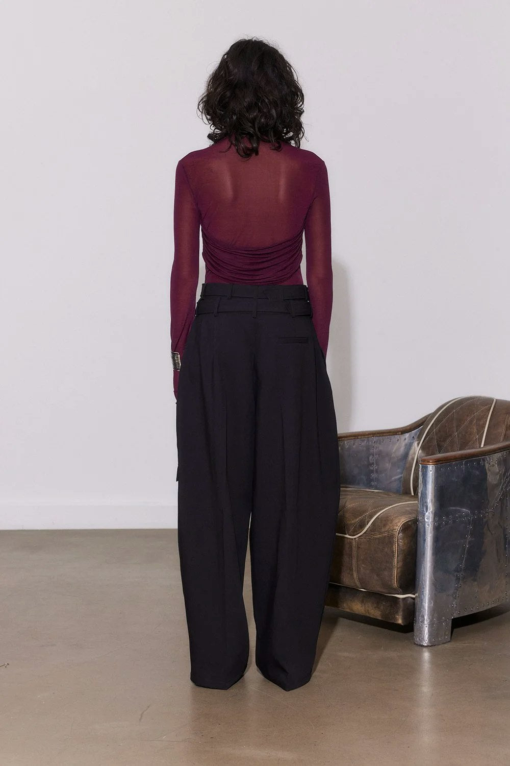 SAEMDI Bordeaux Mesh With Draping Top - Plum