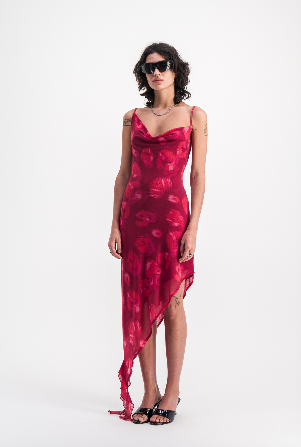 SAEMDI Waterfall Mesh Dress